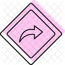 Senal De Giro A La Derecha Color Sombra Icono De Linea Fina Icon