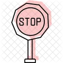 Senal De Stop Color Sombra Icono De Linea Fina Icon