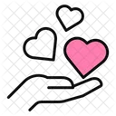 Send Love Hand With Hearts Loving Gesture Icon