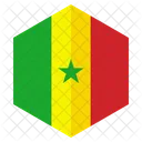 Senegal Bandeira Hexagono Ícone