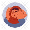 Senhora muçulmana hijab com as mãos nas bochechas sorrindo  Ícone