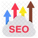 SEO、検索エンジン最適化、クラウド コンピューティング アイコン