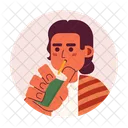 Serape mexican man drinking through straw  Icon