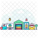 Server Room Server House Data Security Icon
