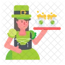Serving Beer Irish Woman Irish Beer Icon