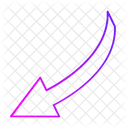 Curva De Seta Para Baixo A Esquerda Ícone