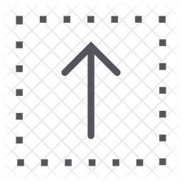 Seta para cima com quadrado tracejado  Ícone