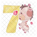 Seven number with baby giraffe  Icon