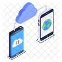 Shared Database Mobile Cloud Global Data Storage Icon