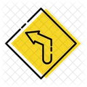Sharp Left Curve Traffic Signs Icon