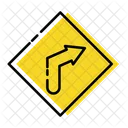 Sharp Right Curve Traffic Signs Icon
