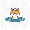 Shiba Inu nadando na piscina  Ícone