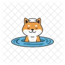 Shiba Inu swimming in pool  Icon