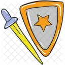 Shield And Sword Vintage Fighting Tool Sword Icon