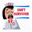 Shift Survivor Yawning Nursing Icon