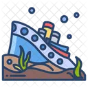 난파선 수중 선박 선박 아이콘