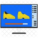Shoes designing on computer screen  Icon
