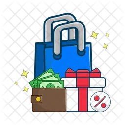 Shopping bag with gift box  Icon