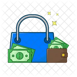 Shopping bag with money  Icon