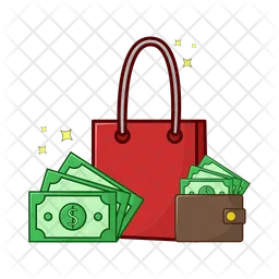 Shopping bag with money  Icon