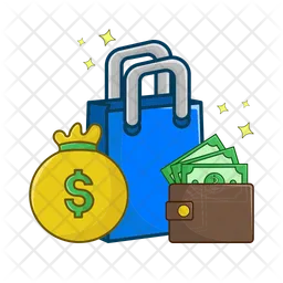 Shopping bag with money  Icon