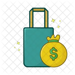Shopping bag with money bag  Icon