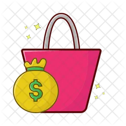Shopping bag with money bag  Icon