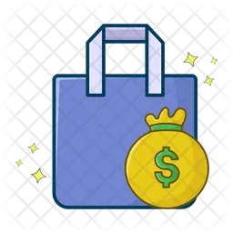 Shopping bag with money bag  Icon