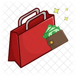 Shopping bag with wallet  Icon