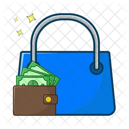 Shopping bag with wallet  Icon