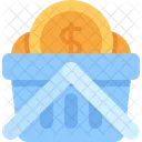 Shopping Basket Coin Dollar Icon