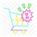 Neon Shopping Cart Sale Icon