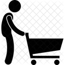 Shopping Cart Man Push Icon
