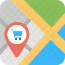 Shopping Cart Map Pointer  Icon