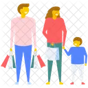 Famille Shopping Personnes Icône
