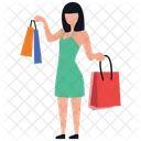 Excited Girl Shopping Excitement Shopping Girl Icon