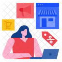 Shopping Online Women Ecommerce Icon