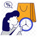 Shopping Time Buy Time Spending Time Icon