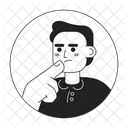 Short haired european man touching chin  Icon