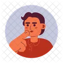 Stroking Chin Short Haired Woman Choice Making Icon