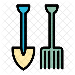 Shovel and rake  Icon