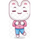 Shy Rabbit Mascot  Icon