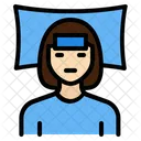 Sick Virus Patient Bed Coldpad Fever Covid Icon