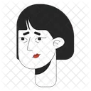 Sick adult asian woman red lips  Icon