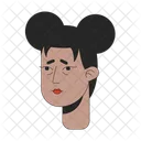 Sick african american woman bags under eyes  Icon