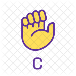 Sign For Letter C In Asl Icon - Download in Colored Outline Style