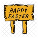Sign Wood Egg Ribbon Icon