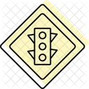 Signal Ahead Sign Color Shadow Thinline Icon Icon