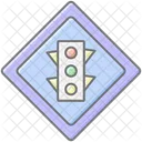 Signal Ahead Sign Lineal Color Icon Icon