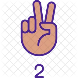 Signing Digit Two In Asl  Icon